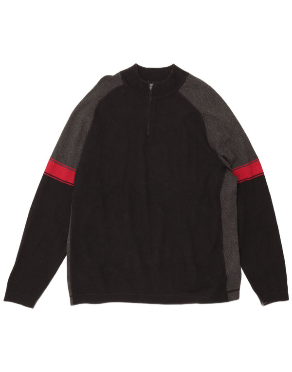 Eddie Bauer Herre høj lynlås-hals sweater 3XL sort Colourblock Bomuld