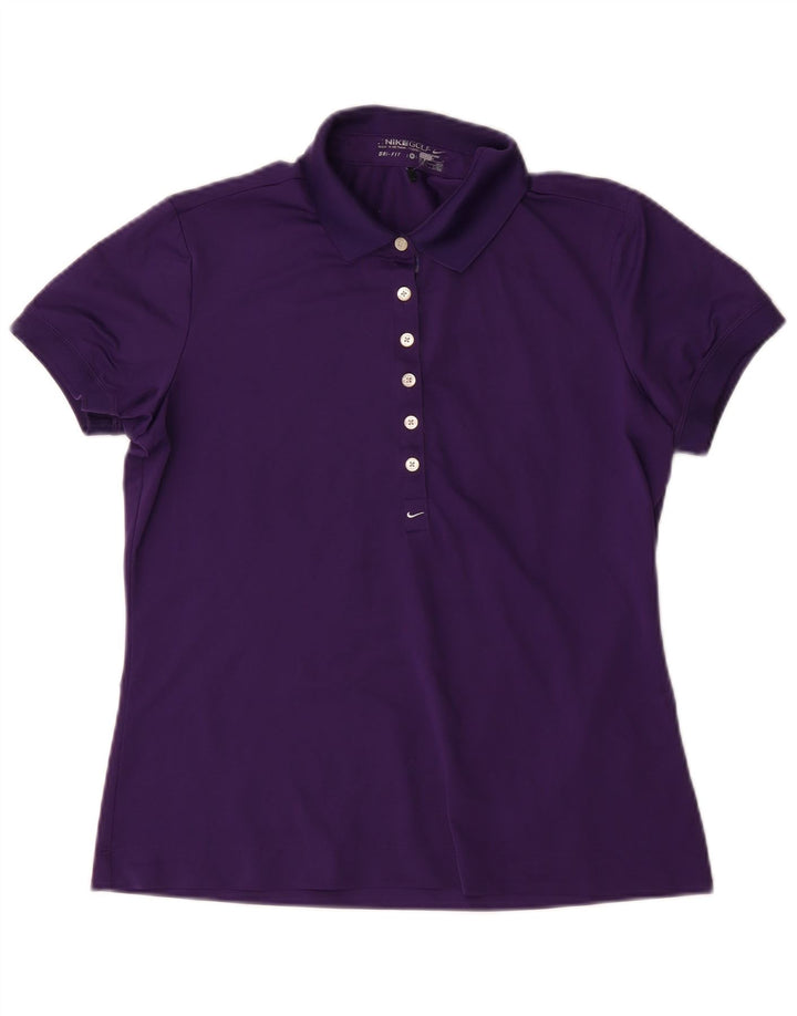 Nike Dame Dri Fit Polo Shirt UK 12/14 Medium Purple Polyester