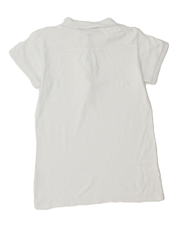 SLAM Womens Polo Shirt UK 10 Small White Cotton Vintage Slam and Second-Hand Slam from Messina Hembry 