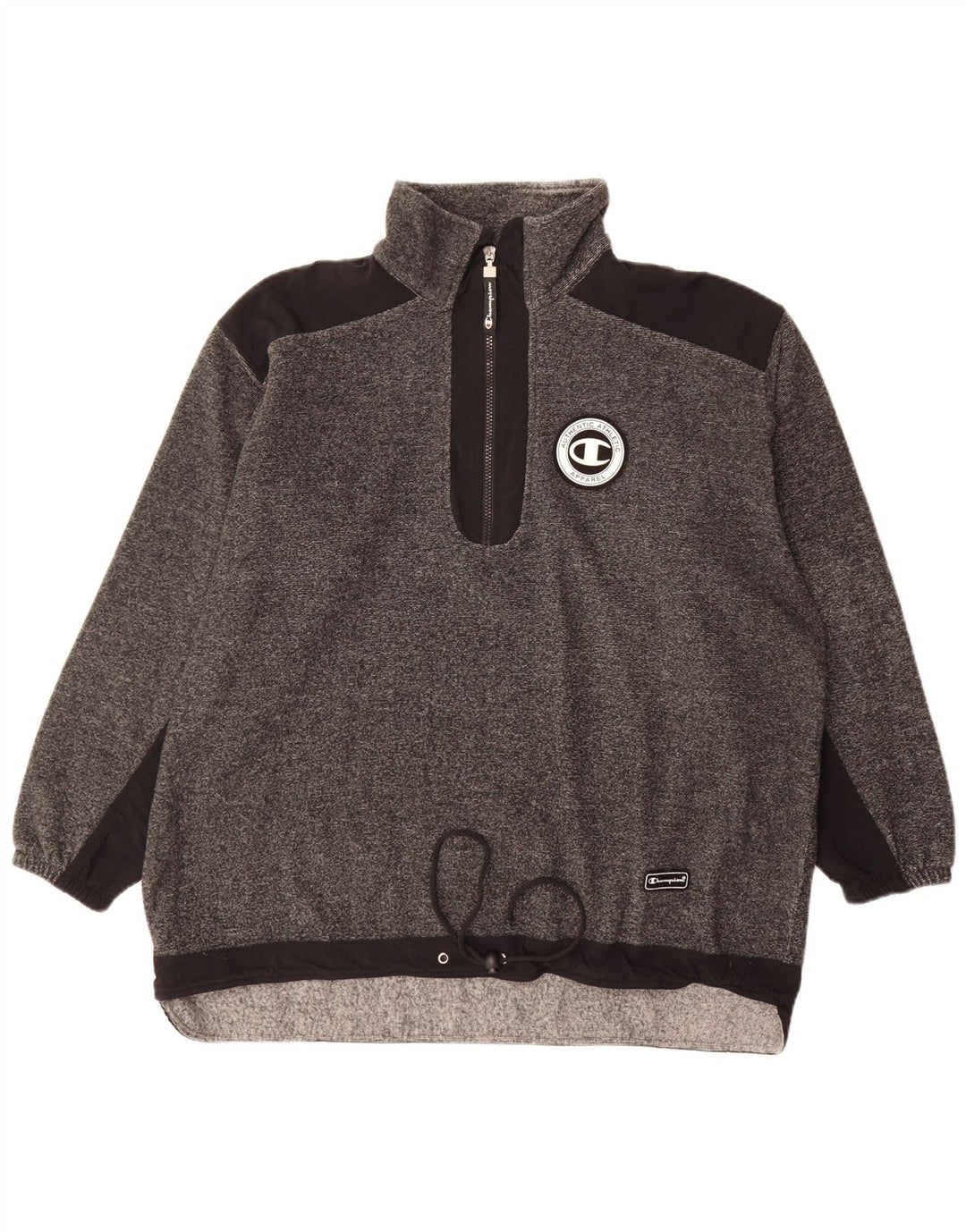 Champion Herre Zip Neck Sweatshirt Jumper Large Grå Flecked Polyester