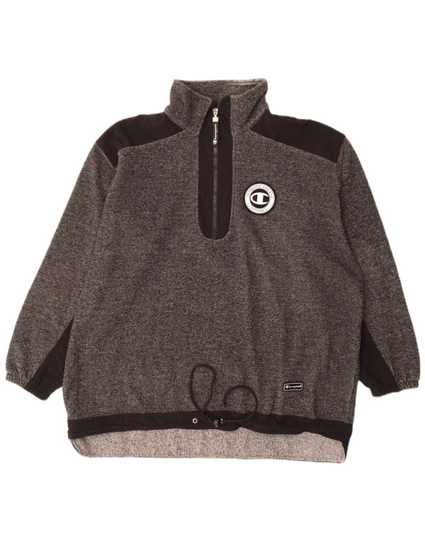 Champion Herre Zip Neck Sweatshirt Jumper Large Grå Flecked Polyester