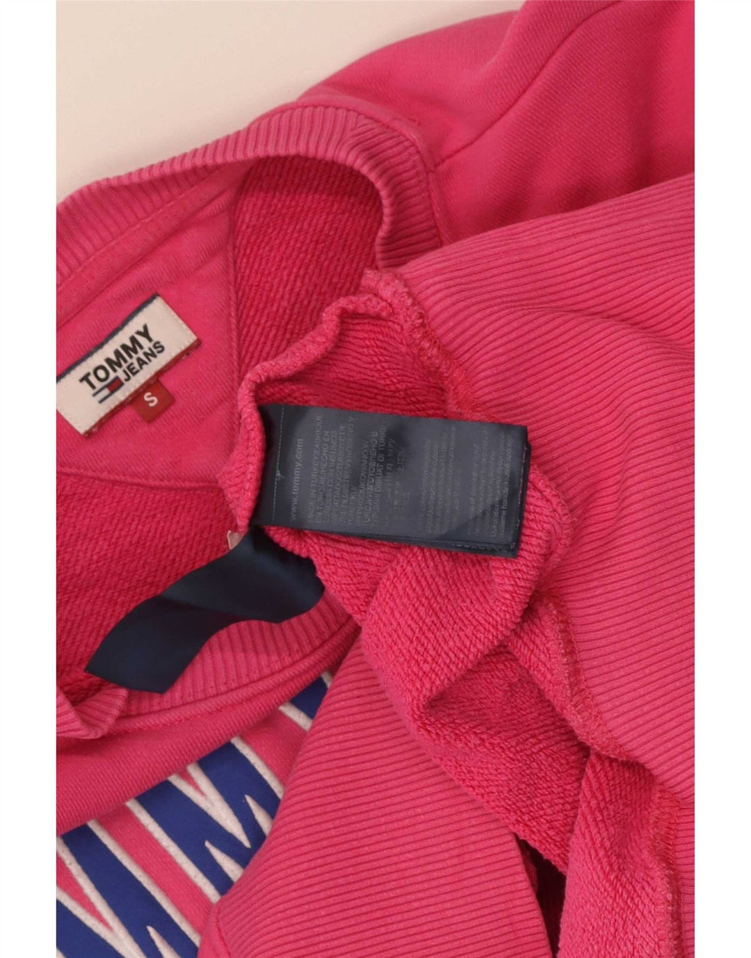 Tommy Hilfiger Dame Grafisk Oversized Sweatshirt Jumper UK 10 Small Pink