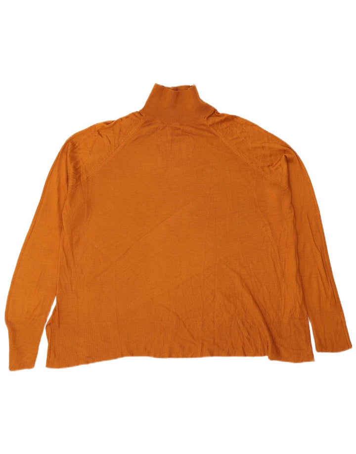 Zara Dame Oversized Turtle Neck Jumper Sweater UK 16 Large Brown Viscose