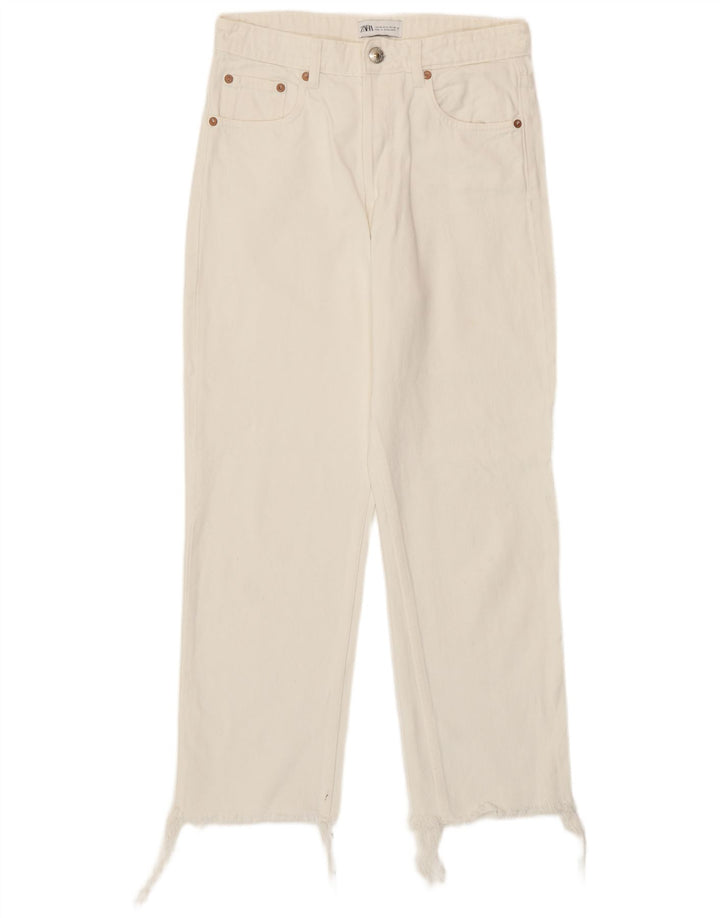 Zara Dame Straight Jeans EU 38 Small W28 L26 Hvid Bomuld