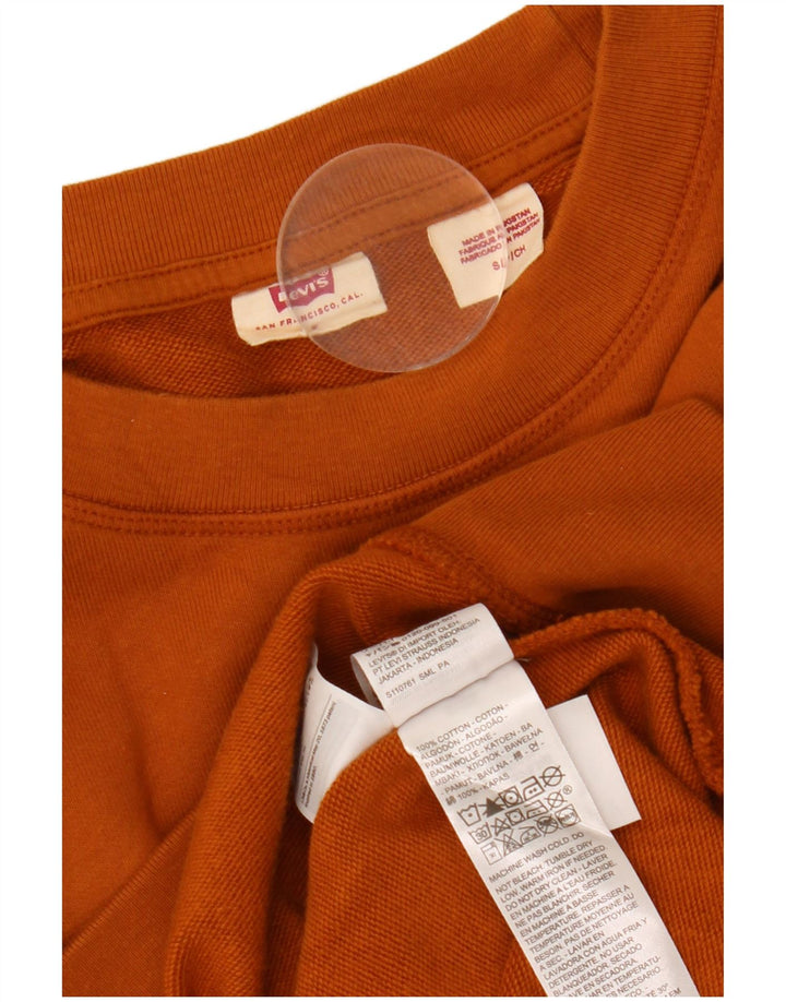 LEVI'S Dame Oversized grafisk sweatshirt Jumper UK 10 Lille brun bomuld
