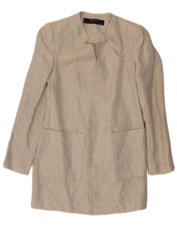 Zara Womens Open Overcoat UK 12 Medium Beige Linen
