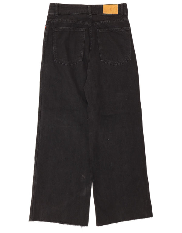 Zara Dame Jeans med høj talje og brede ben EU 38 Small W28 L29 Sort