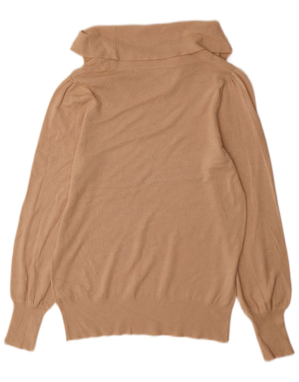 Marks & Spencer Dame Roll Neck Jumper Sweater UK 14 Stor Beige Viscose