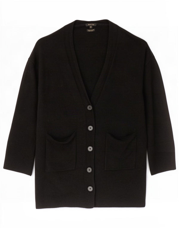 Massimo Dutti Dame 3/4-ærmet cardigantrøje UK 16 Stor sort uld