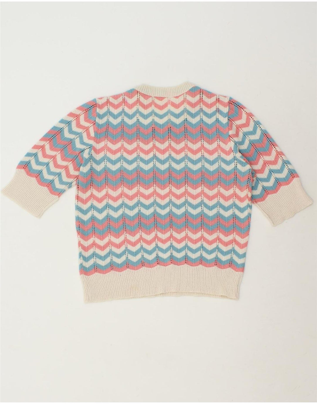 VINTAGE Dame Boat Neck Jumper Sweater UK 12 Medium Flerfarvet Chevron