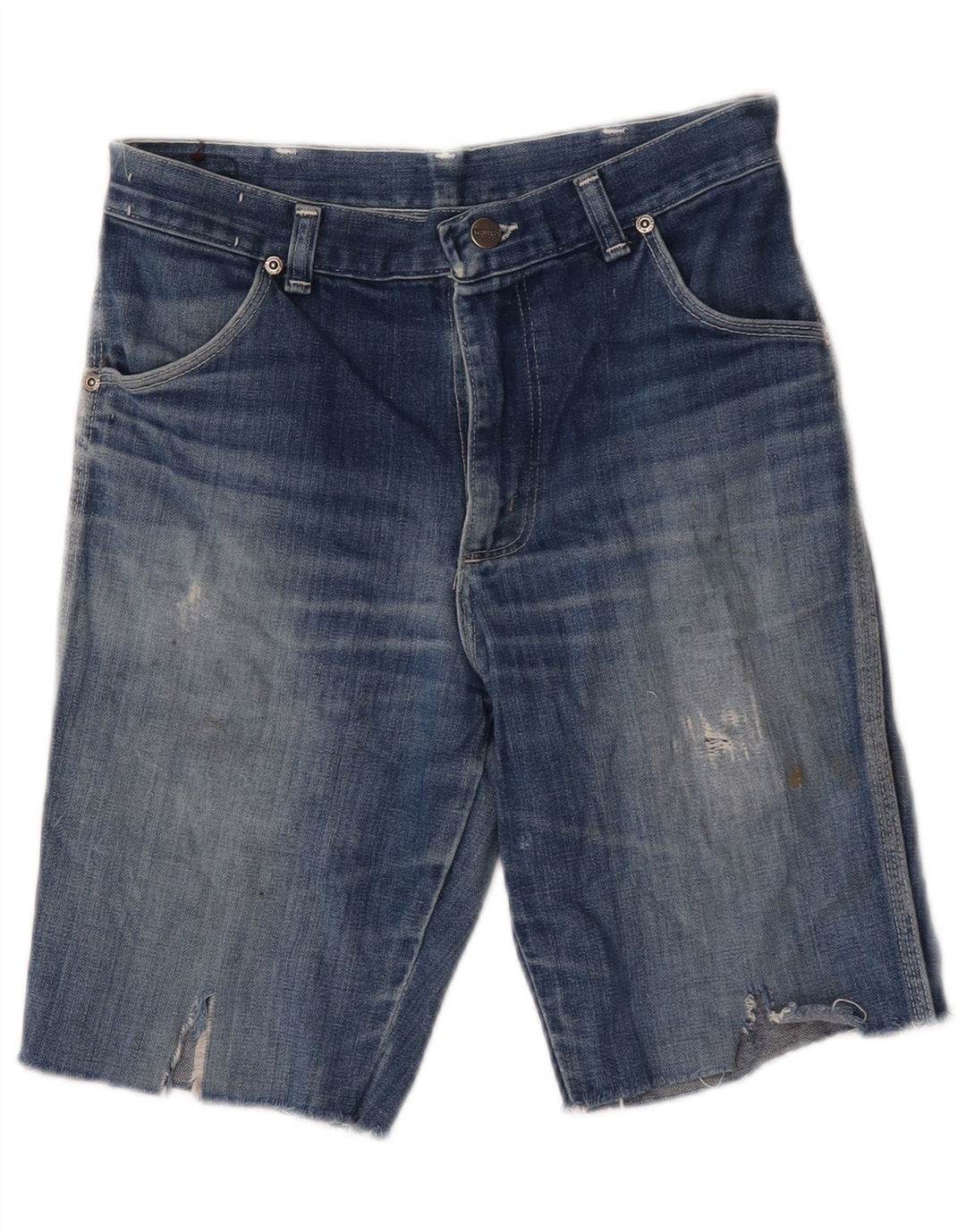 Wrangler Dames Distressed Denim Shorts W29 Medium Blue