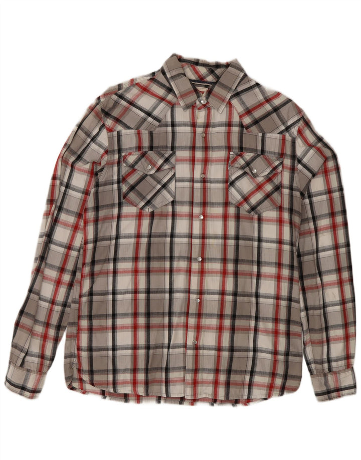 Levi's Flanelskjorte til mænd mellemgrå ternet bomuld