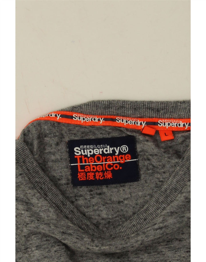 Superdry Herre Top Langærmet Stor Grå Flecked Bomuld