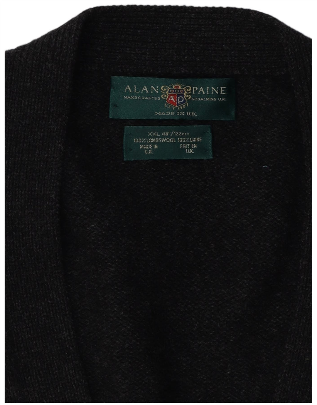 Alan Paine Mens Cardigan Sweater 2XL Grey Lambswool