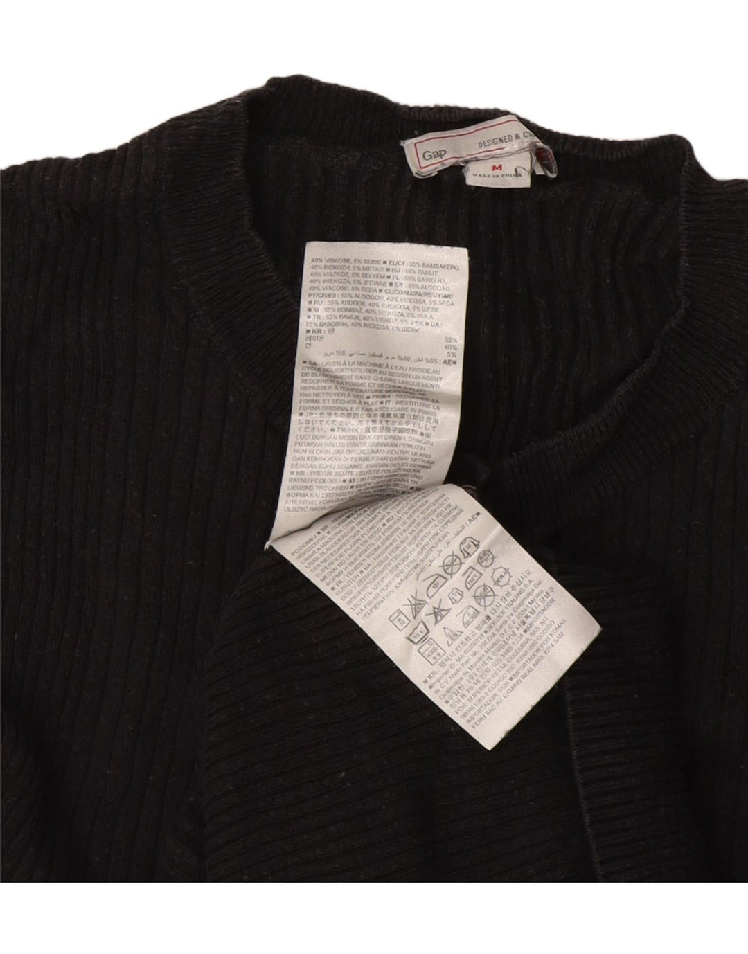 Gap Womens Knit Regular Fit Top Langærmet UK 12 Medium Black Viscose