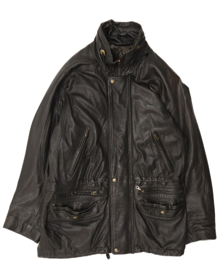 Pierre Cardin Herre Læderjakke UK 42 XL Sort
