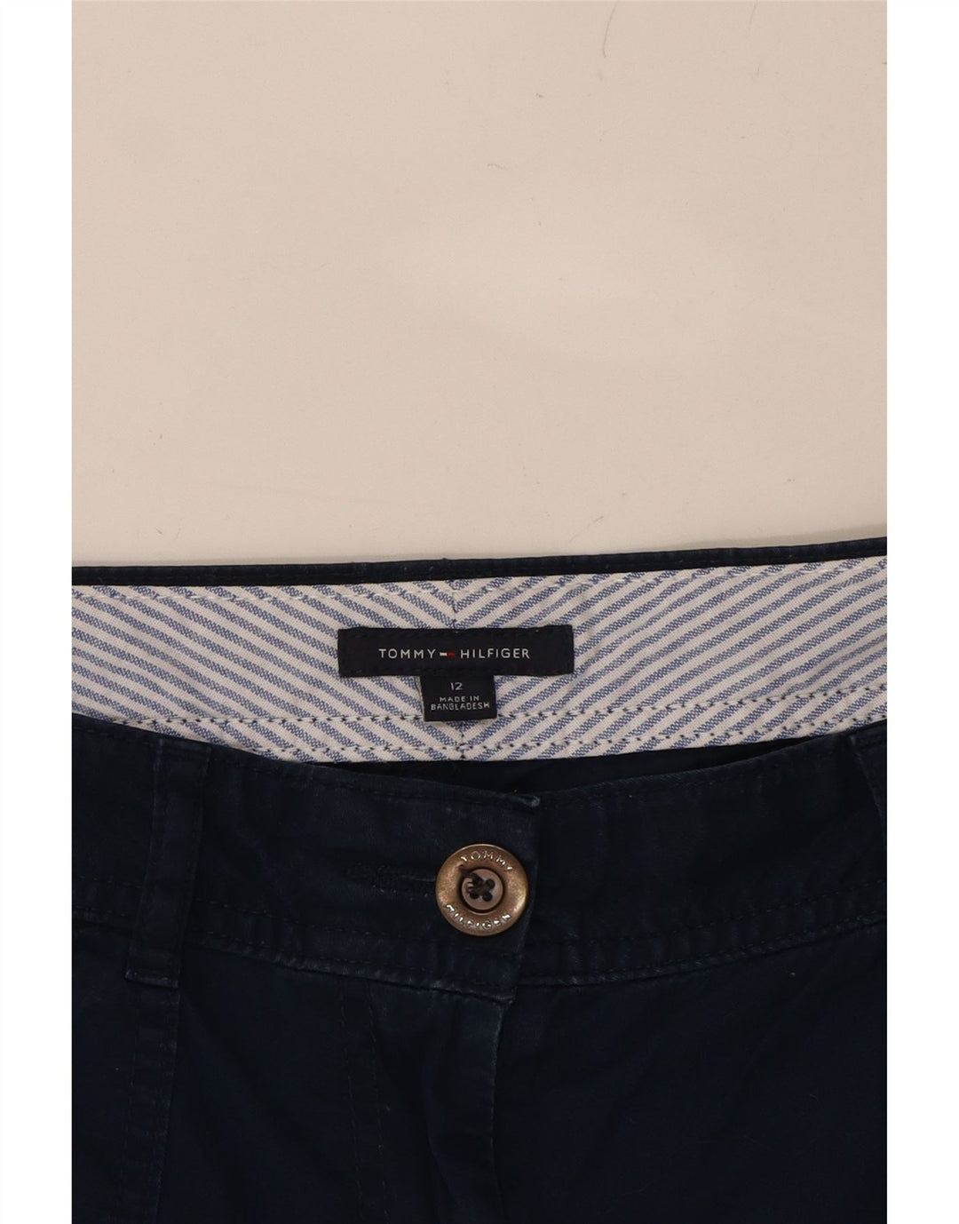 TOMMY HILFIGER Womens Cargo Trousers US 12 Large W34 L26 Navy Blue Vintage Tommy Hilfiger and Second-Hand Tommy Hilfiger from Messina Hembry 