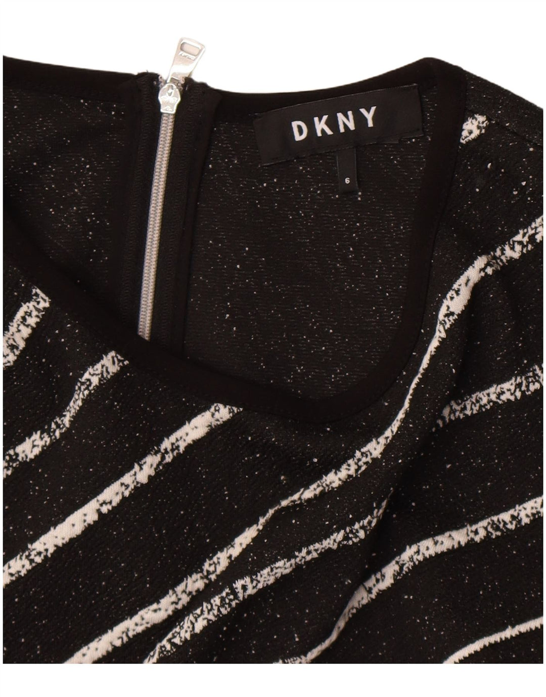 Dkny Dame Ærmeløs Skede Kjole US 6 Medium Sort Stribet