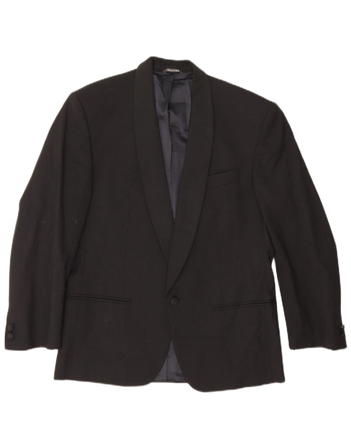 Vintage Herre 1 Knap Blazer Jakke IT 48 Medium Sort Virgin Wool Classic