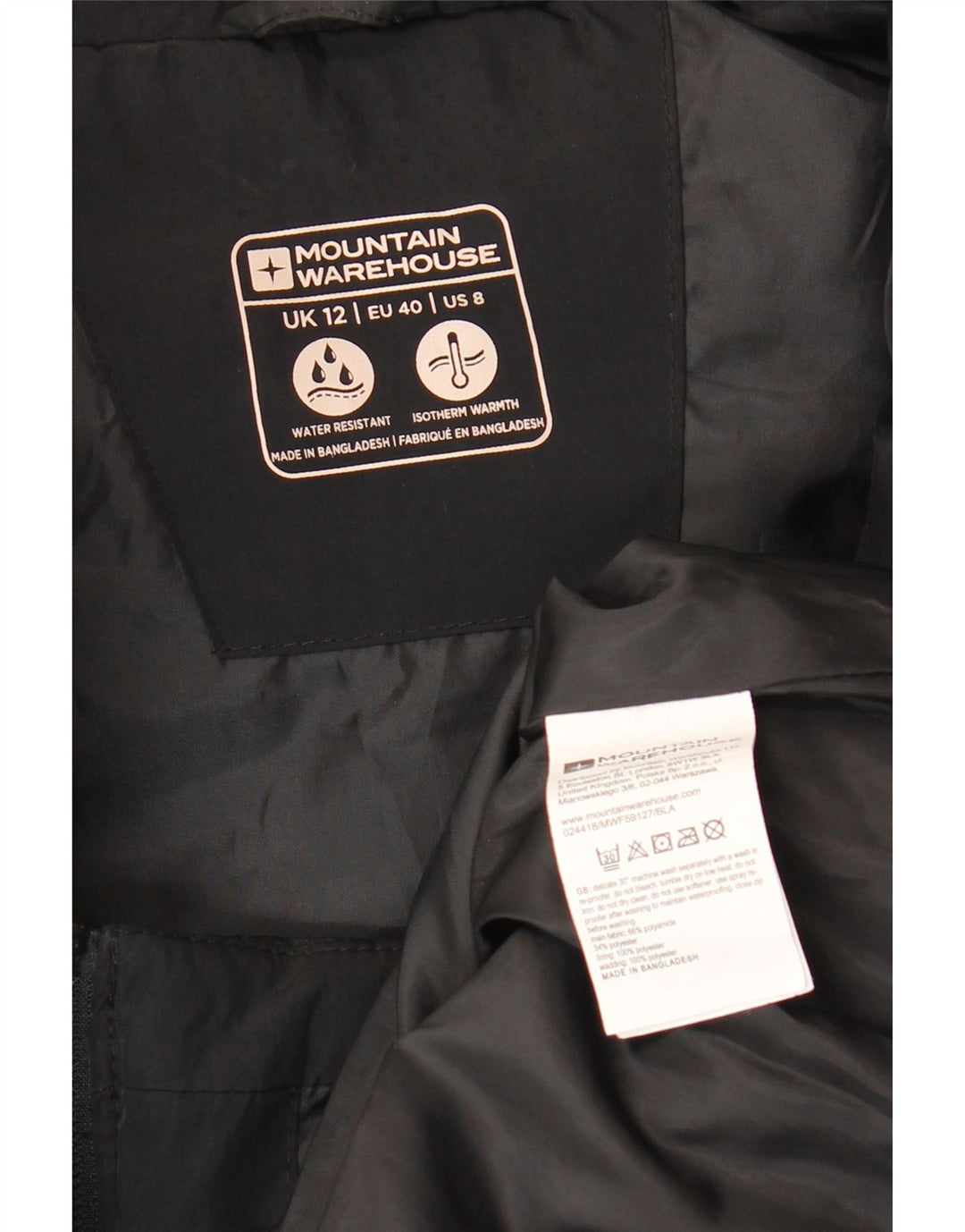 MOUNTAIN WAREHOUSE Dame Polstret Gilet UK 12 Medium Sort Polyamid
