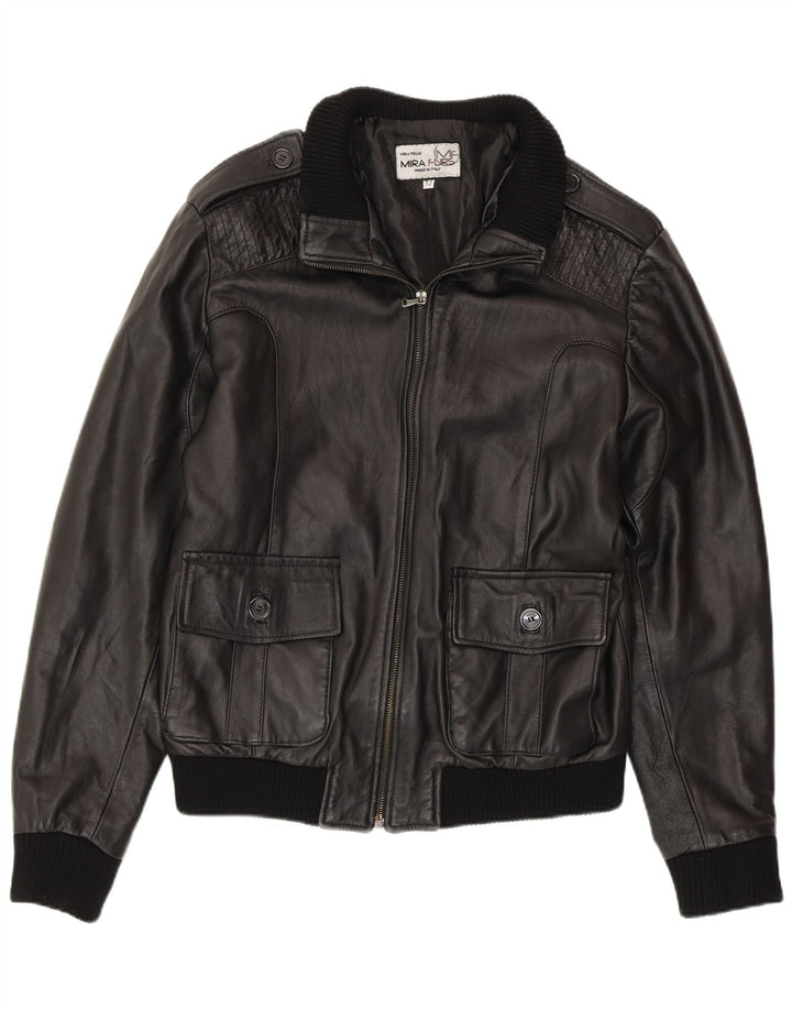 MIRA FURS Herre Militær Læderjakke IT 52 XL Sort Læder