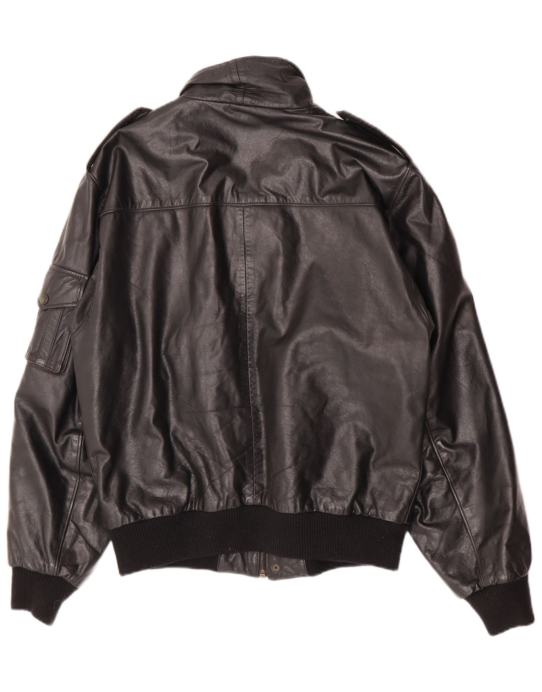 Paragon Herre Militær Læderjakke UK 40 Stor Sort Læder