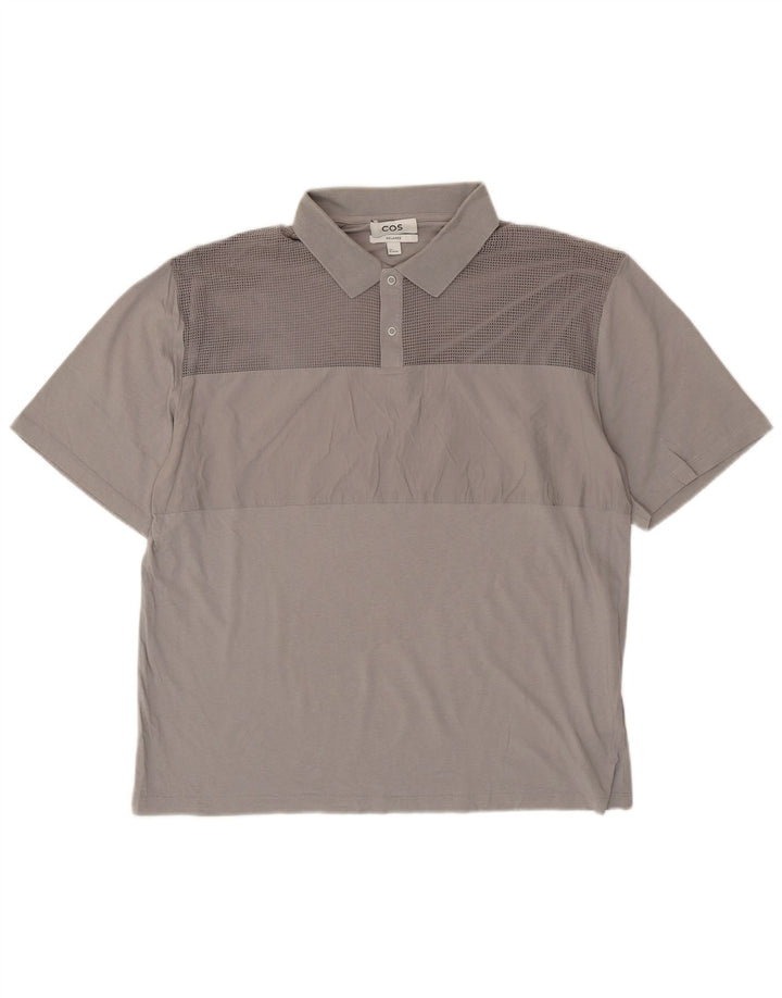 COS Mens Relaxed Polo Shirt Large Grey Cotton