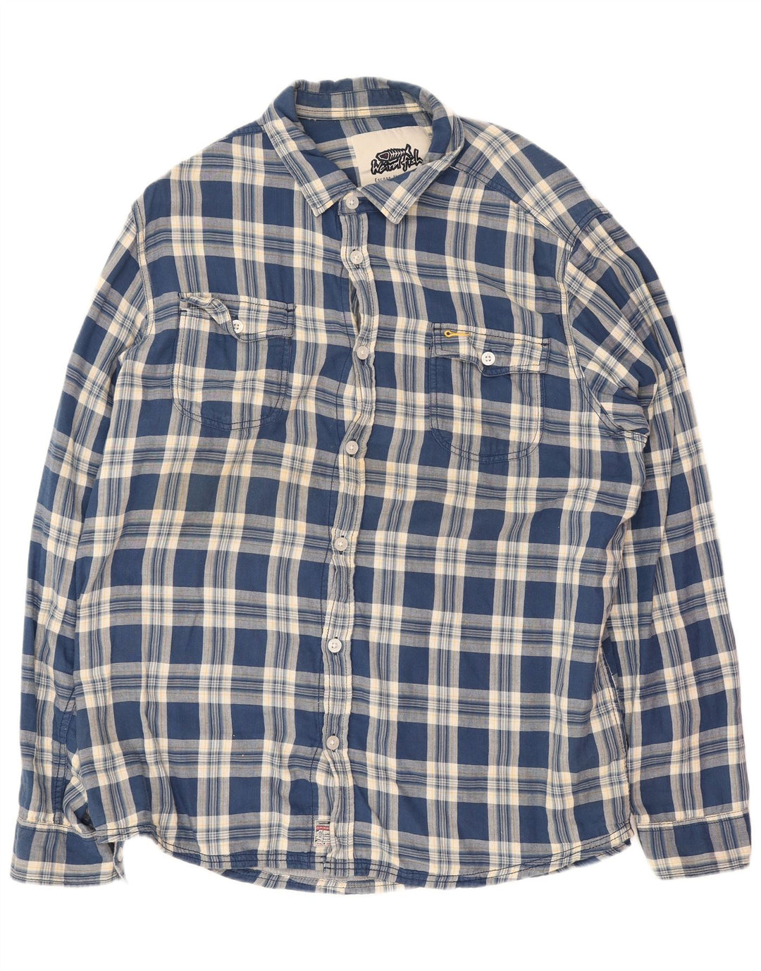 Weird Fish Herreskjorte 2XL Blå Plaid Bomuld