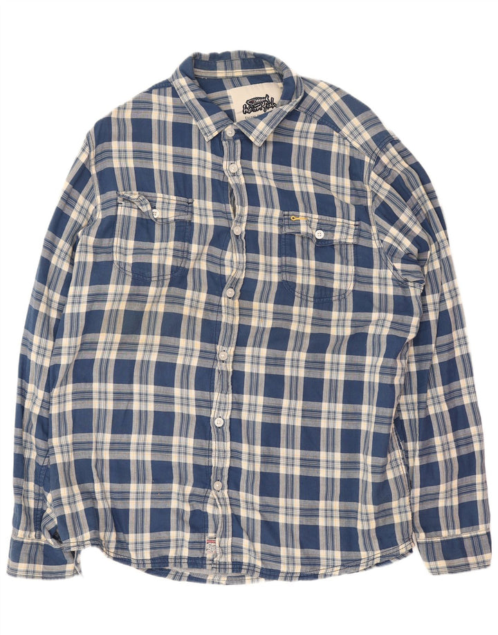 Weird Fish Herreskjorte 2XL Blå Plaid Bomuld