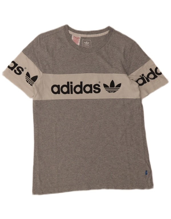 Adidas Drenge Grafisk T-Shirt Top 13-14 år Grå Colourblock Bomuld