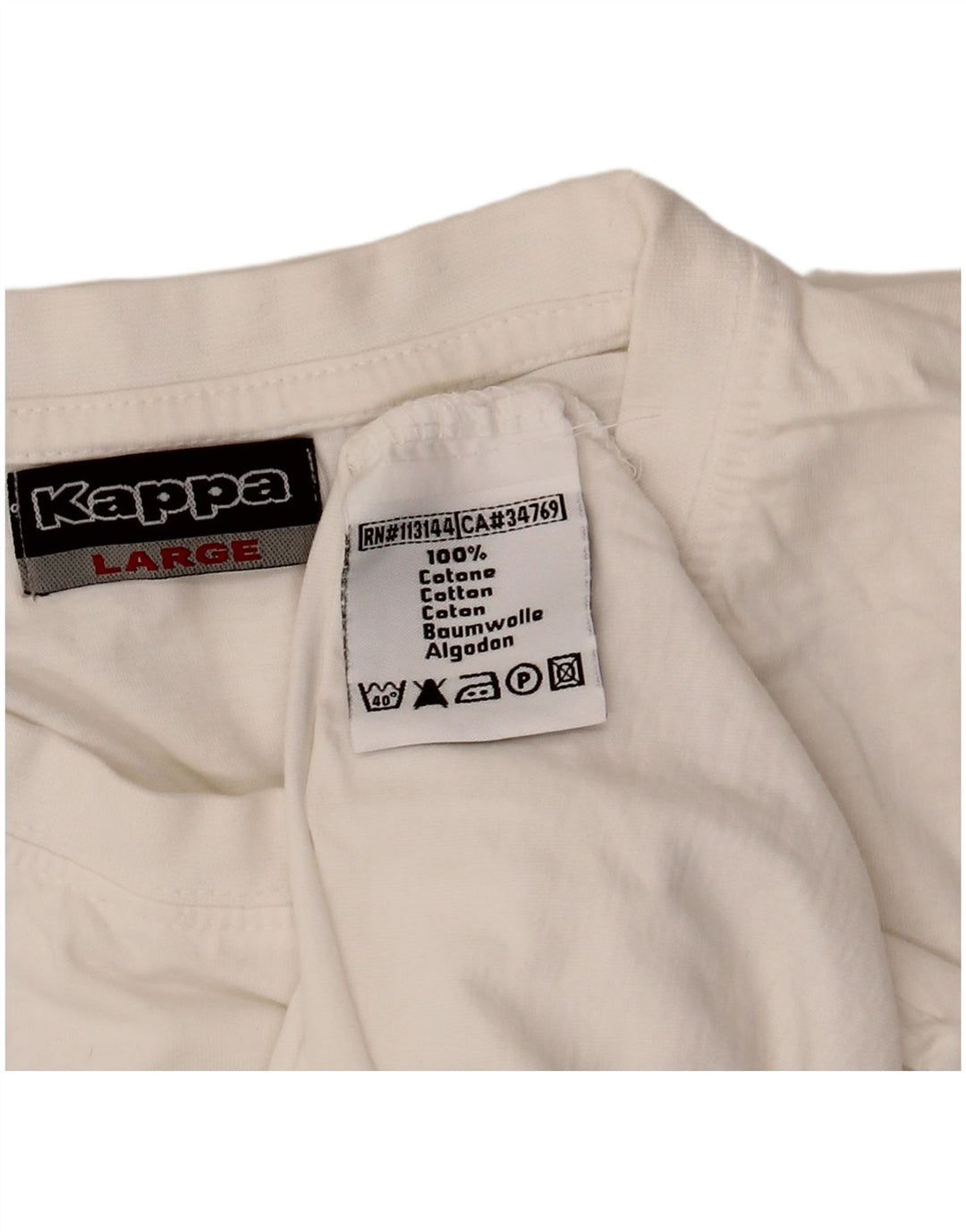 KAPPA Mens T-Shirt Top Large White Cotton