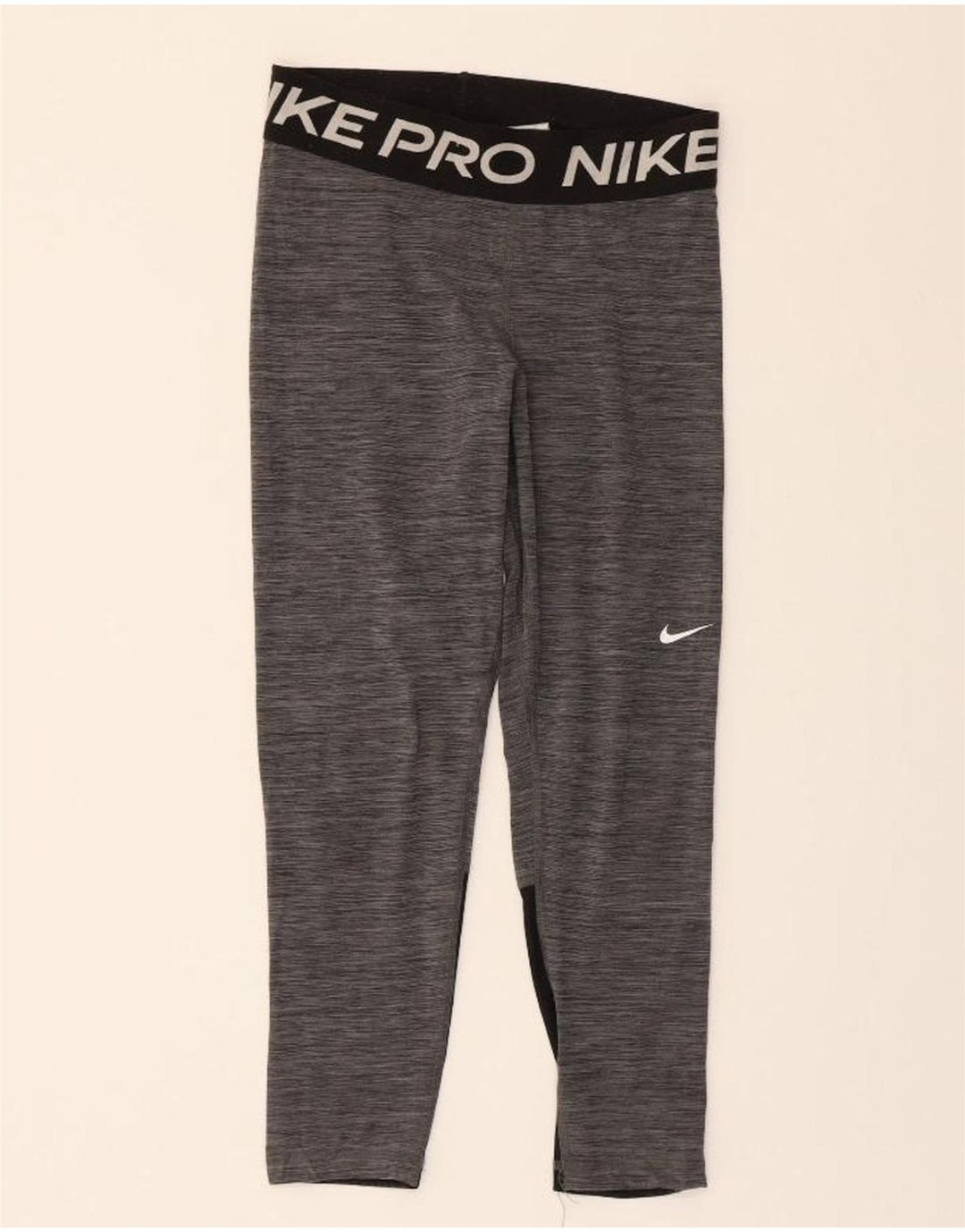 NIKE Womens Dri Fit Graphic Leggings UK 8 Small  Grey Flecked Polyester Vintage Nike and Second-Hand Nike from Messina Hembry 