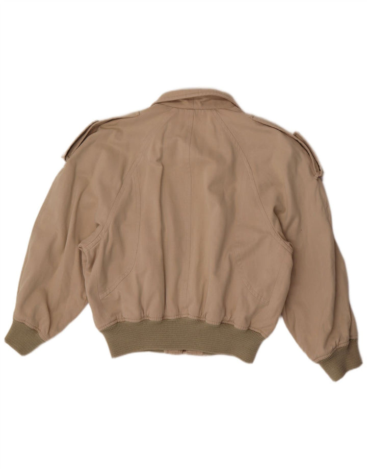 Vintage Herre Military Bomber Jacket UK 38 Medium Beige Bomuld