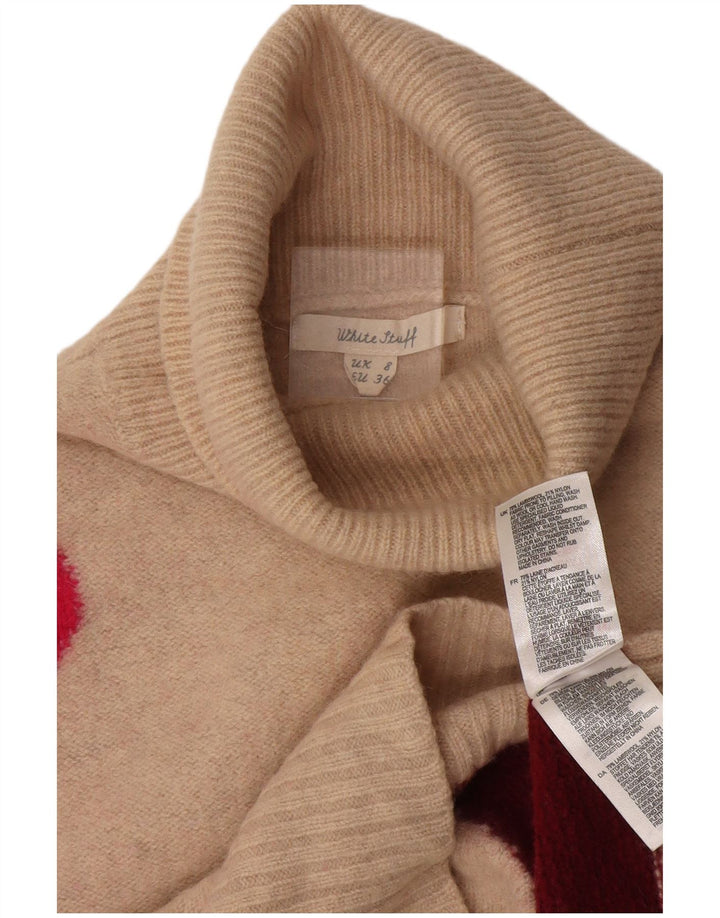 White Stuff Dame Roll Neck Jumper Sweater UK 8 Small Beige Colourblock