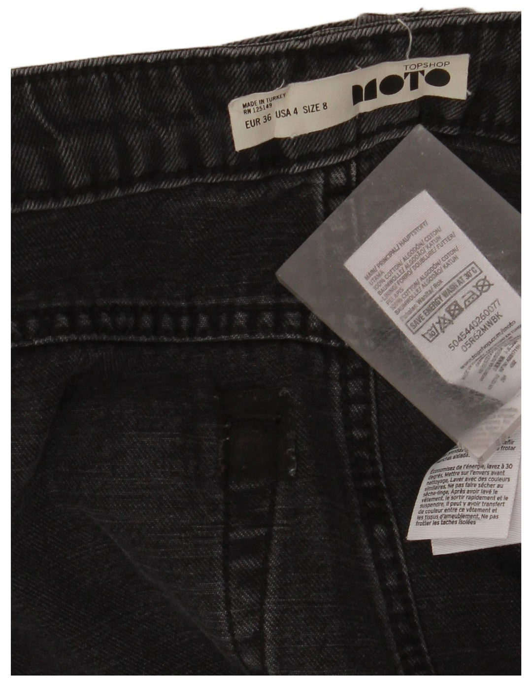 Topshop Dame Denim Nederdel UK 8 Small W28 Sort Bomuld