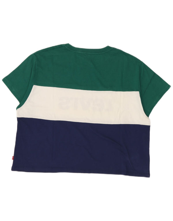 LEVI'S Dame Crop Grafisk T-Shirt Top UK 10 Small Multicolored