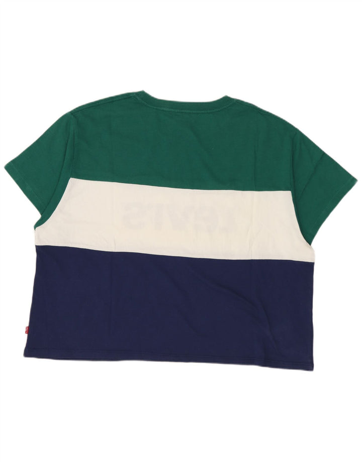 LEVI'S Dame Crop Grafisk T-Shirt Top UK 10 Small Multicolored