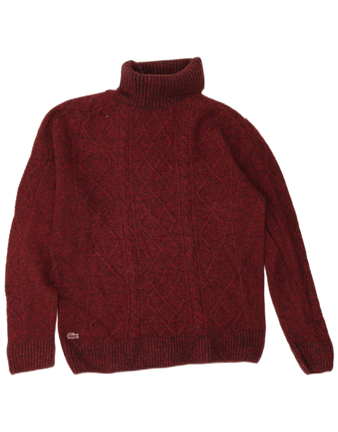 Lacoste Herre Rullehalstrøjetrøje Størrelse 5 Stor Burgundy Uld