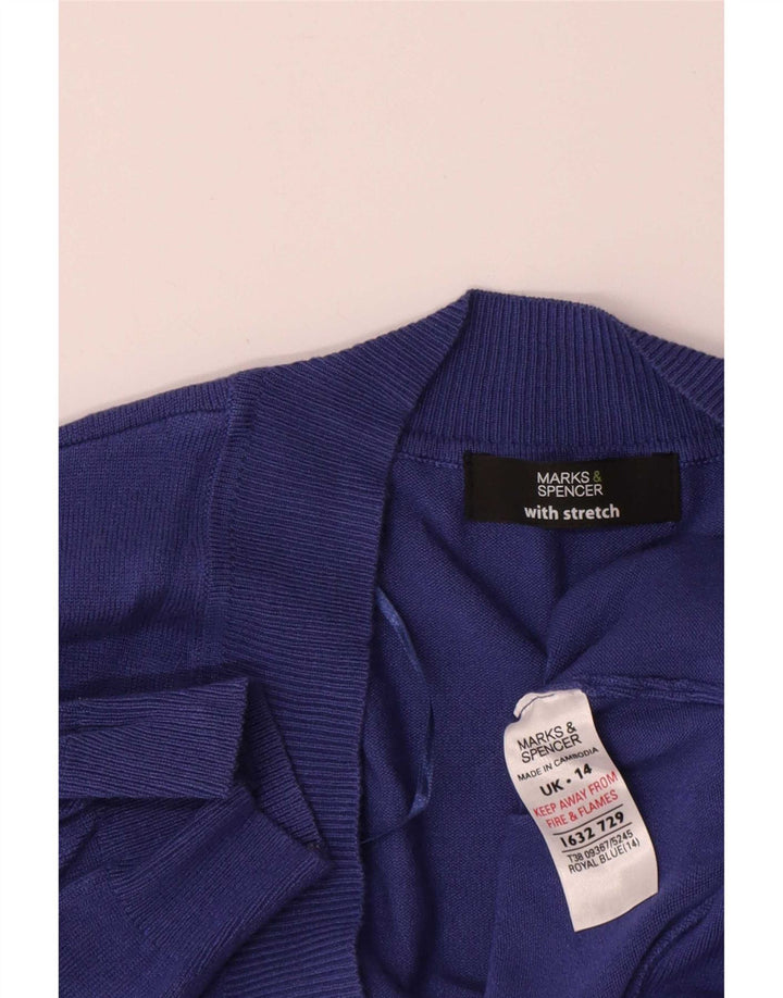 Marks & Spencer Kortærmet cardigantrøje til kvinder UK 14 Medium Navy Blue