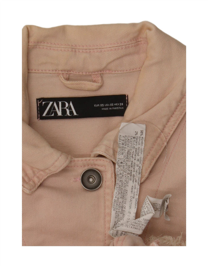 Zara Dame Oversized denimjakke UK 6 XS Pink Bomuld
