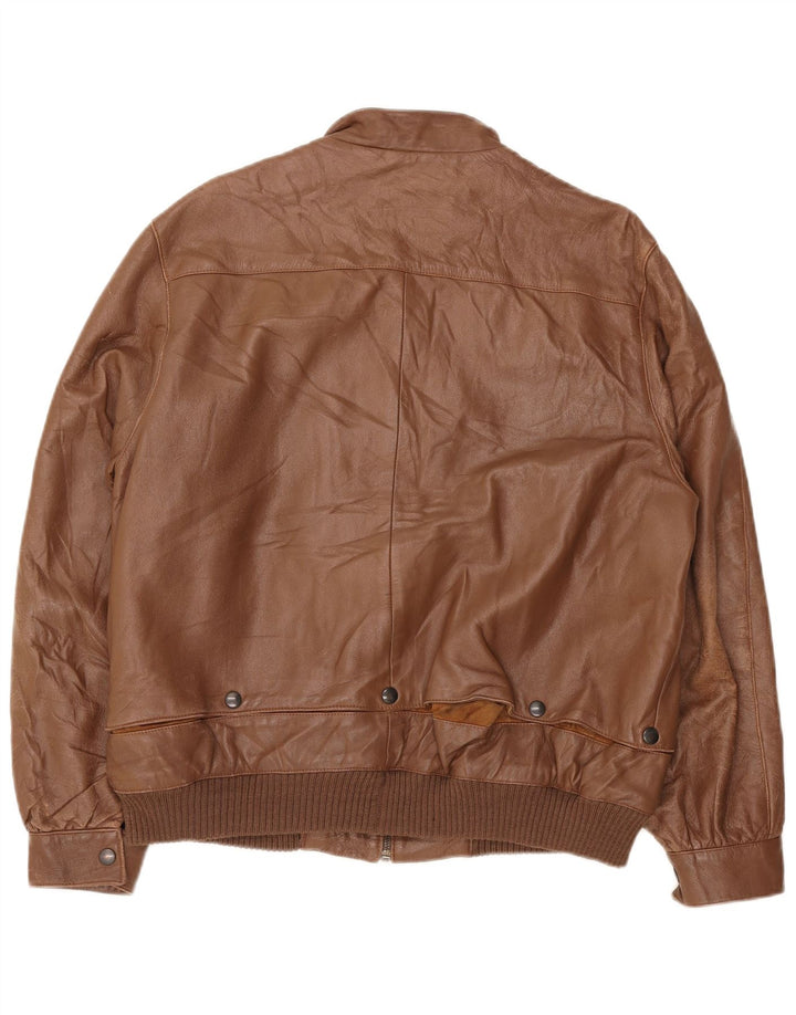 VINTAGE Dame Læderjakke IT 48 XL Brun Læder