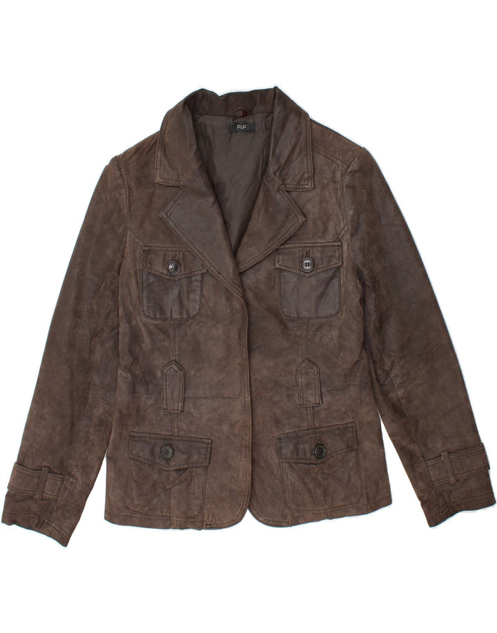 F&F Womens Leather Jacket EU 40 Medium Brown Leather Vintage F&F and Second-Hand F&F from Messina Hembry 