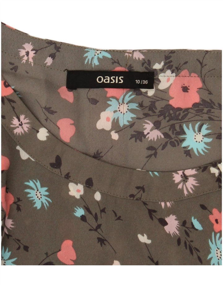 Oasis Dame Bluse Top UK 10 Small Green Floral