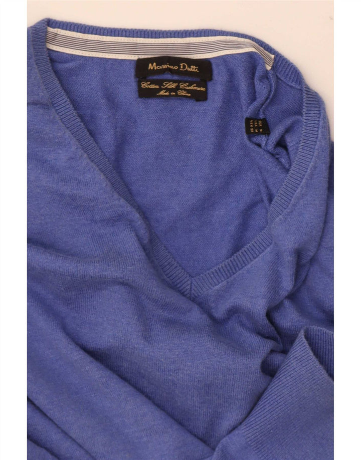 Massimo Dutti Herre V-hals sweater Medium Blå Bomuld