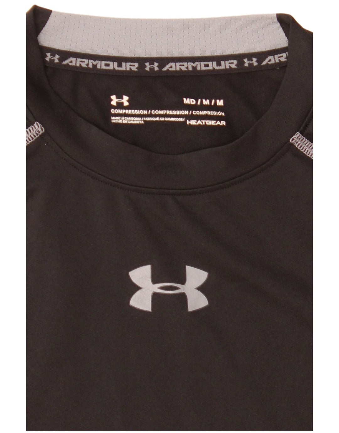 Under Armour Herre Compression T-Shirt Top Medium Sort Stribet