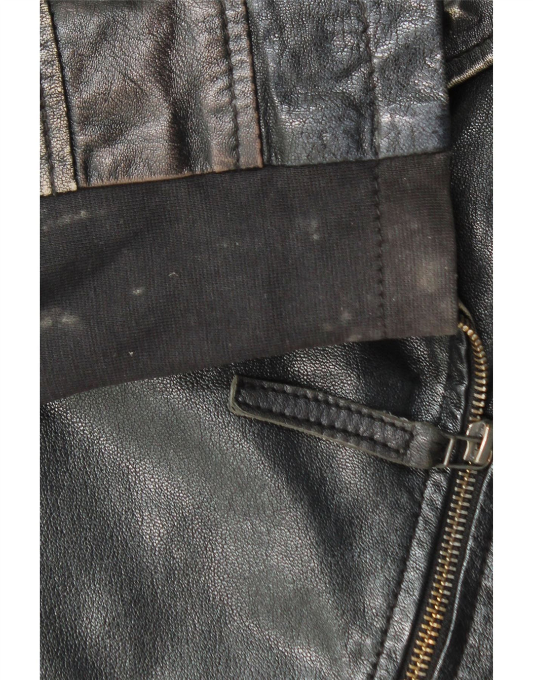 Vintage Dame Crop Læder Biker Jacket IT 40 Lille sort læder