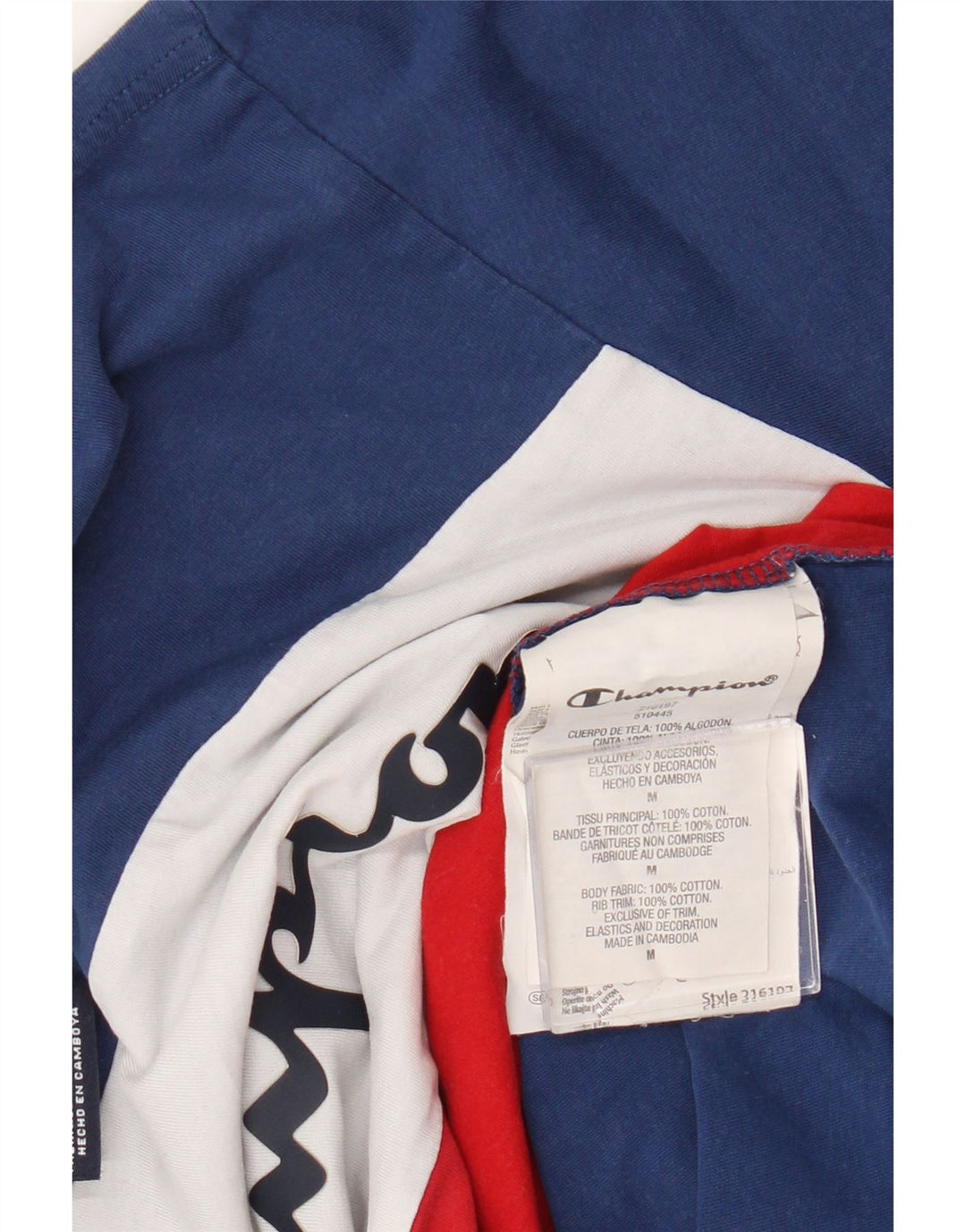 Champion Herre grafisk T-shirt Top Medium Flerfarvet Colourblock Bomuld