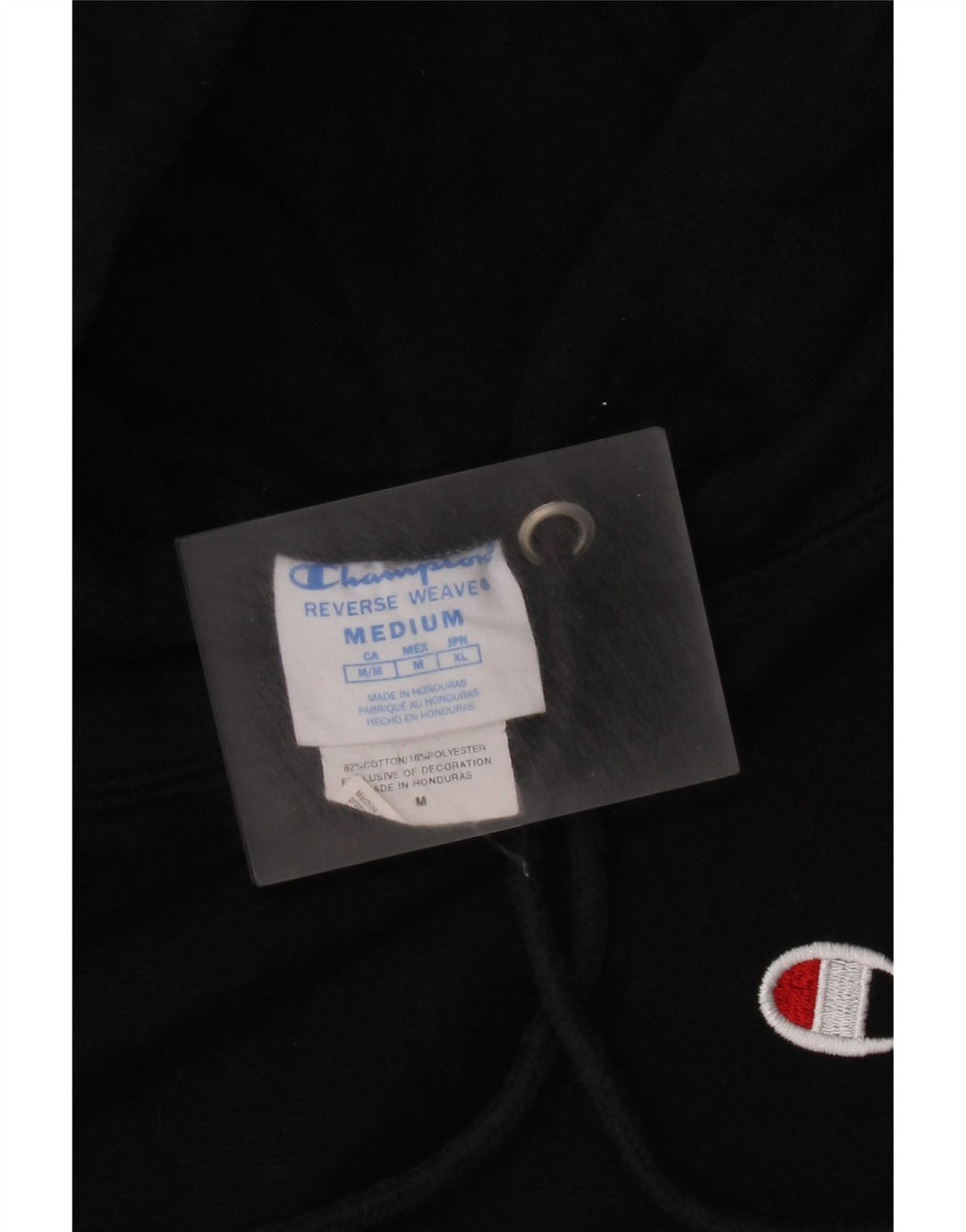 Champion Herre Reverse Weave Hoodie Jumper Medium Sort Bomuld