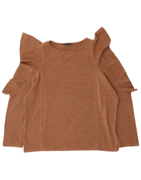 Zara Dame Oversized Top 3/4 ærme UK 10 Small Beige