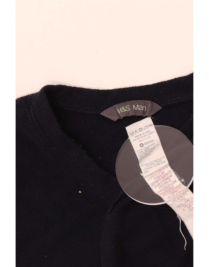 Marks & Spencer Herre Regular Fit Fleece Jumper Medium Navy Blue Polyester